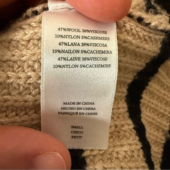 Rails Claudia Camel Ebony Stripe Sweater Womens Sz S Oversized Knit Mock Neck - Picture 10 of 13